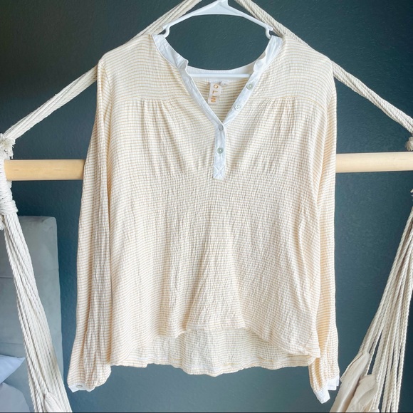 Anthropologie Dolan Yellow Striped Top Size: XS - Picture 3 of 8